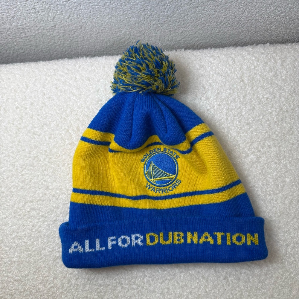 Golden State Warriors x american express NBA Pom-Pom Beanie - Blue and Yellow
